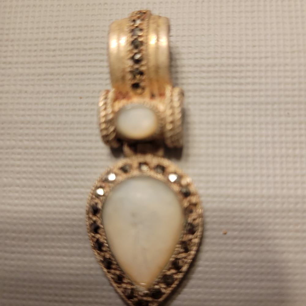 Large Elegant Sterling Silver and White Pendant